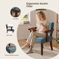 thumbnail image 3 of IINNOV ZBOM Mid-Century Modern Style Solid Wood Frame Decorative Chair, Fabric Upholstered Armchair, Living Room Decorative Chair (Set of 2), 3 of 7