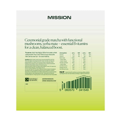 MISSION Perform Matcha Superblend Powder Tea 28g, British Import (Pack of 2)