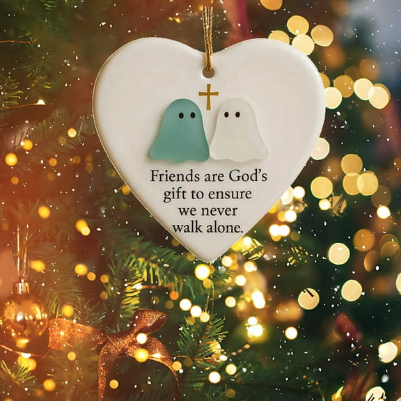 AuroraX Sea Glass Nativity Scene Sets for Christmas Decorations,Heart-shaped Small Acrylic Ghost Ornament for Christmas Tree,Indoor Home Religious Decor