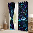 thumbnail image 3 of Homewish Glowing Butterfly Blackout Curtains Set of 2 (52x84 Each), Psychedelic Cosmos Stars Curtain, Black Purple Cyan, 3 of 5