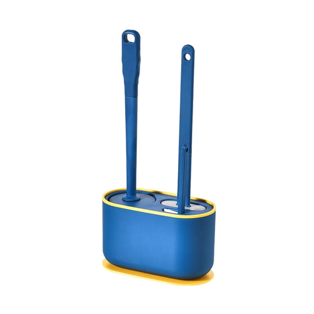 Brosse de Toilette avec Support, 3 Types de Brosses (Brosse Ronde en Silicone + Brosse Plate en Silicone + Brosse Fendue), Nettoie Chaque Coin de la Toilette