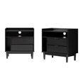 thumbnail image 3 of 25" Solid Wood 2-Drawer Night Stand with Gallery - 2PK - Black, 3 of 5