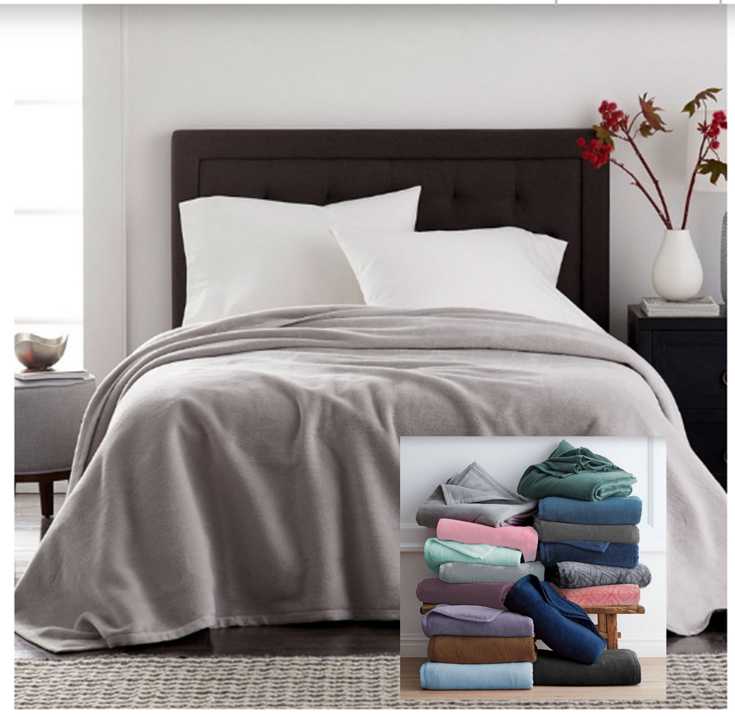 Harper Lane Velvet Plush Blanket Steel Grey King