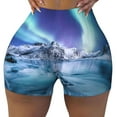 thumbnail image 2 of Honeii Night At Lake Aurora 1 Print Women's Workout Shorts, Gym Shorts for Active Wear, Sports Shorts,Women's Running Shorts,Quick Dry Athletic Shorts-Small, 2 of 8