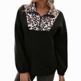 thumbnail image 1 of Moda mujer Casual manga larga estampado de leopardo cuello en V Patchwork señoras Tops sudaderas Fridja  FKASFK3907, 1 of 7