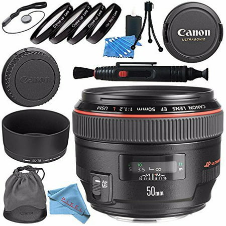 Canon EF 50mm f/1.2L USM Lens 1257B002 + 77mm Macro Close Up Kit + Lens Cleaning Kit + Lens Pen Cleaner + Fibercloth (Best Canon Macro Lens 2019)
