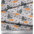 thumbnail image 3 of Soimoi Gray Rayon Fabric Bat & Haunted House Halloween Printed Fabric 1 Yard 42 Inch Wide, 3 of 3