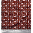 thumbnail image 1 of Soimoi Tissu Georgette Rouge Moss Feuilles & Anémone Imprimé Floral au Mètre 44 Pouces de Large, 1 of 5