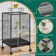 thumbnail image 4 of YYEAN Bird Cage 35'' H Wrought Iron Parrot Cage with Rolling Stand and Open-top, 4 of 7