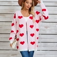 thumbnail image 6 of Amidoa Cardigan Sweaters for Women Valentines White Long Sleeve Heart Pockets Knit Long Cardigans for Women Trendy L, 6 of 9