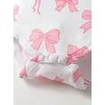 thumbnail image 4 of Infant Baby Girl Clothes Bow Print Long Sleeve Romper Flared Pants and Headband Outfits Set Pink 0-3 Months, 4 of 6