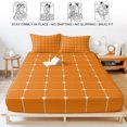 thumbnail image 5 of Full Size Fitted Sheet Set - Orange Gingham 3 Piece Bedding Sets 16" Deep Pocket Fitted Sheet with 2 Pillowcases, Modern Minimalist Geometric Plaid Brushed Microfiber Hotel Luxury Bed Sheets, 5 of 9