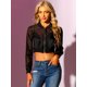 thumbnail image 3 of Chaqueta bomber corta para mujer, informal, ligera, con cremallera Negro S, 3 of 6