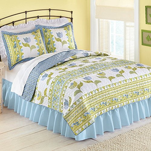Collections Etc Dutch Tulip Embroidered Floral Quilt, Full ...