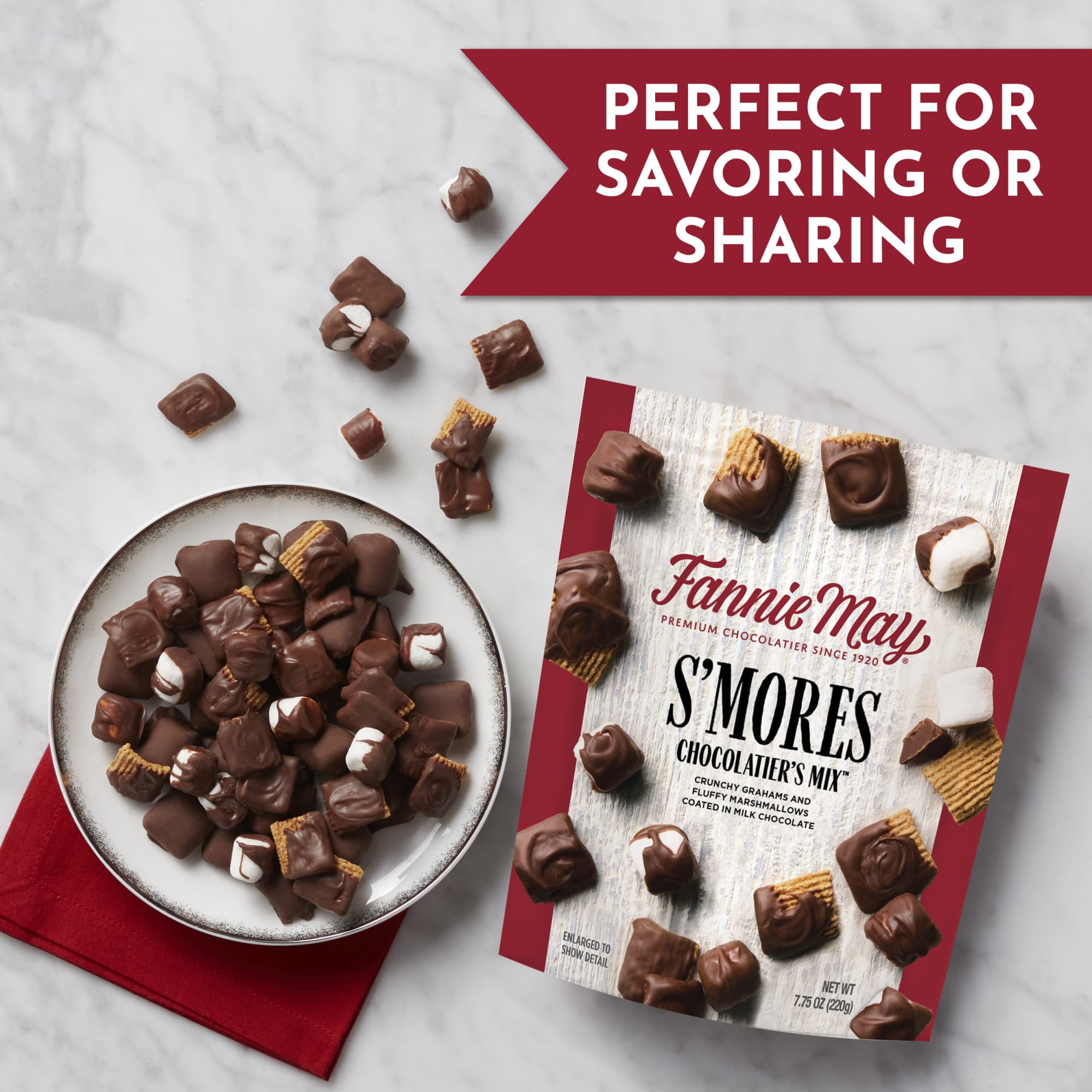 Fannie May, Milk Chocolate Candy, S'mores Snack Mix, 7.75 oz Bag