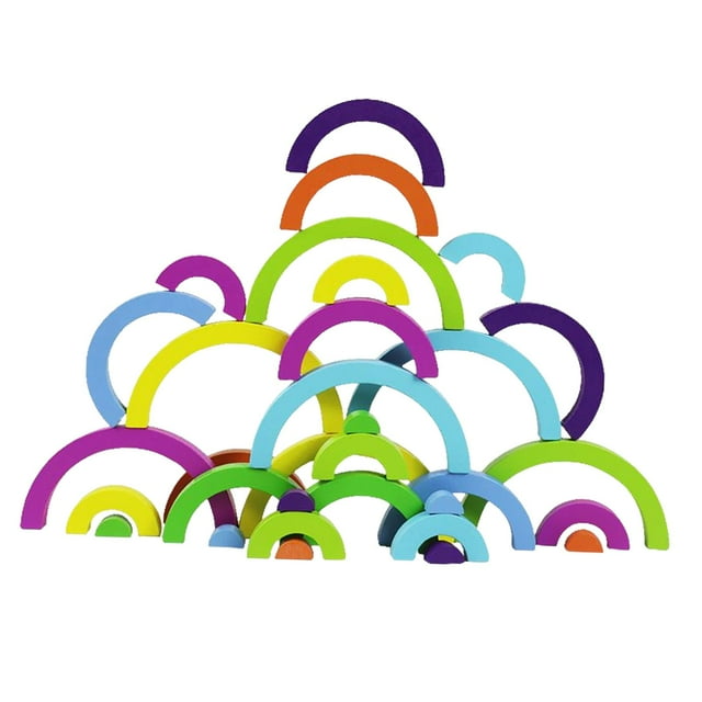 Bloques apilables de de madera, juguetes educativos de aprendizaje temprano, de regalos navideños, juguetes interactivos para , Sunnimix Bloque de arcoíris de madera