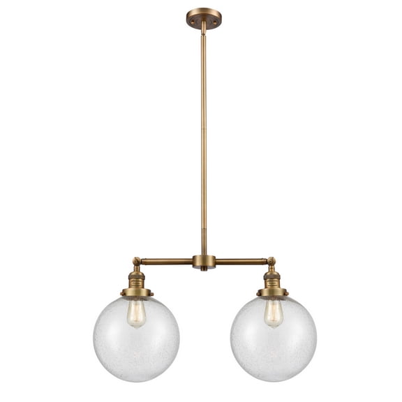 Innovations Lighting 209-BB-G204-10 X-Large Beacon-2 Light Chandelier in Traditional Style-25 Inches Wide by 14 Inches High Brushed Brass Finish with Seedy Glass