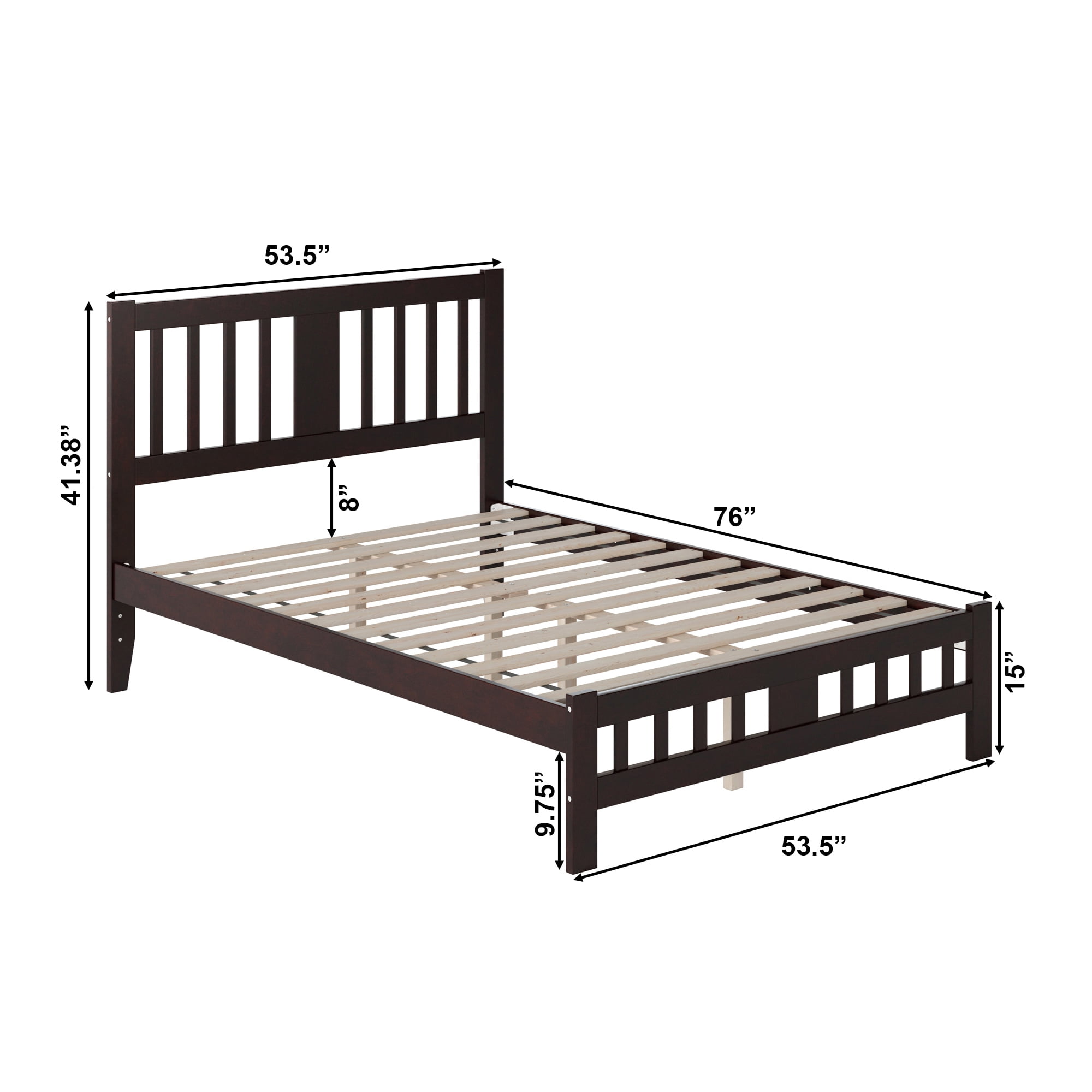 AFI Tahoe 14" Full Wood Platform Bed with Slatted Headboard and Footboard, Espresso