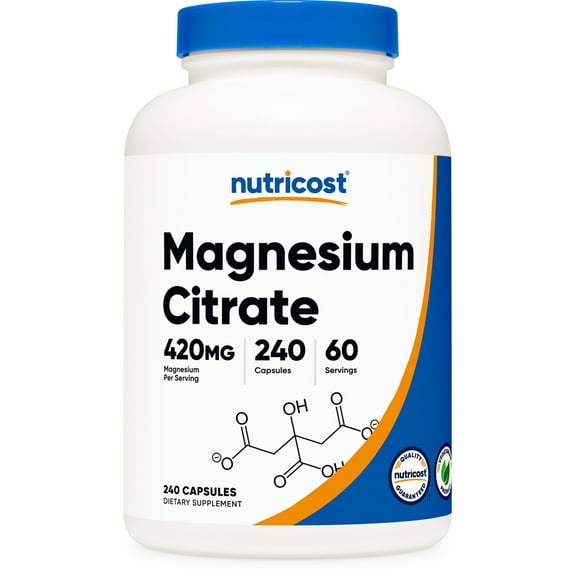 Nutricost Magnesium Citrate 420mg, 60 Servings, 240 Capsules - Non-GMO, Gluten Free Supplement