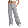thumbnail image 2 of Qodauz Girls Wide Leg Sweatpants Front Seam Casual Trousers Lightweight Fleece Elastic Waist Track Pants with Pockets 5-15 Years, 2 of 9
