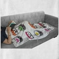 thumbnail image 6 of Sushi Soft Flannel Fleece Throw Blanket, Kawaii Style Sushi Smiling and Yawning Expressions Kids Cartoon Concept, Cozy Plush for Indoor and Outdoor Use, 50" x 70", Multicolor, by Ambesonne, 6 of 6
