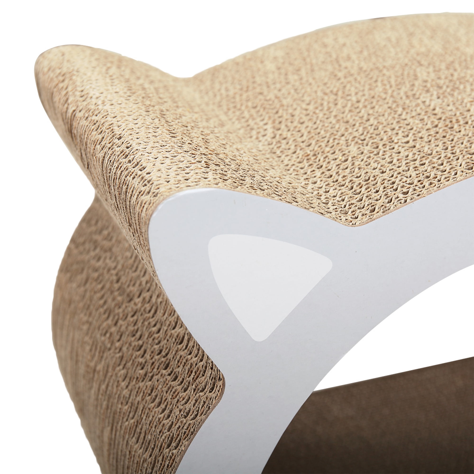 resenkos 18" Cat Scratcher Lounge, Cat Scratching Pads Cardboard for Indoor Cats, Scratch Pad with Catnip, Cat House Bed Couch, Beige