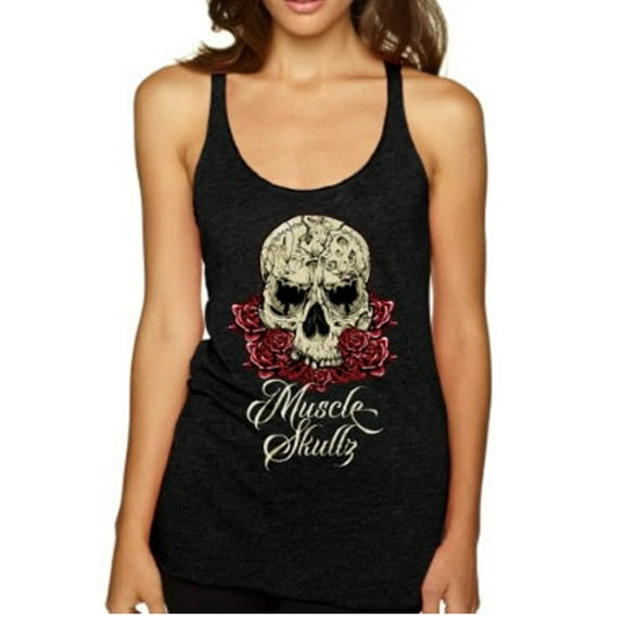Rose Skull Women's Racerback Athletic Tank Top