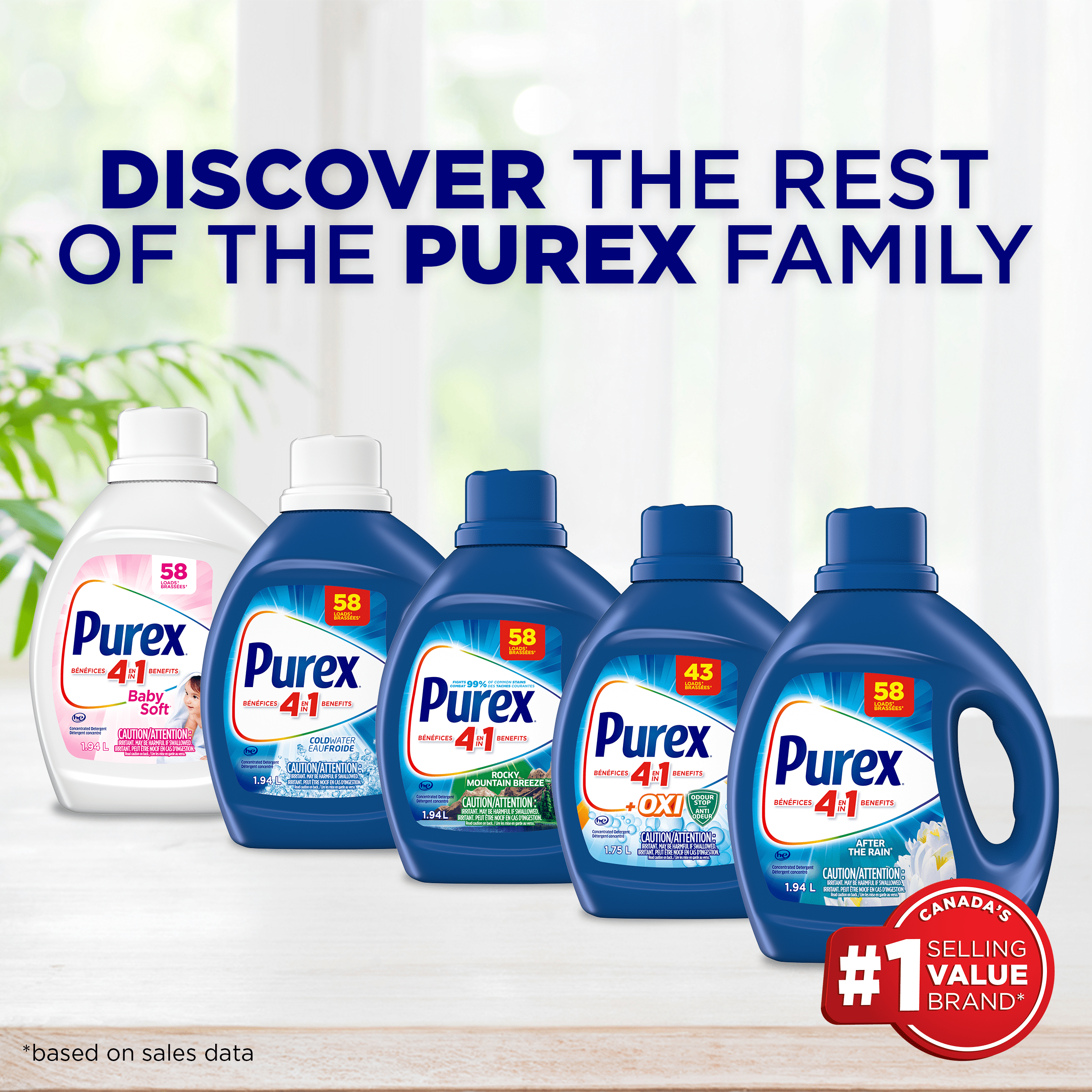 Purex After the Rain, Concentrated Liquid Laundry Detergent with 4in1 benefits, Tough on Stains, Brightens and Whitens Clothes, 4.42L, 132 Wash Loads, HE Compatible, 1 bottle