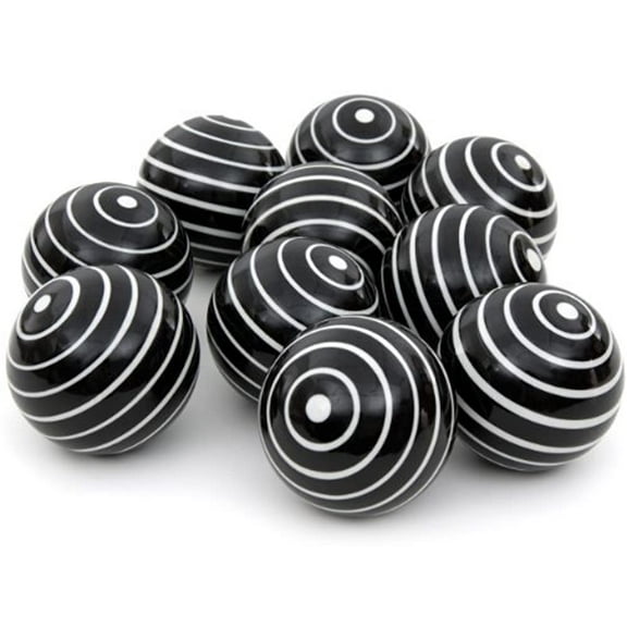 Oriental Furniture 3" White Stripes Porcelain Ball Set, decorative item, oriental design, any occasion, any room, centerpiece