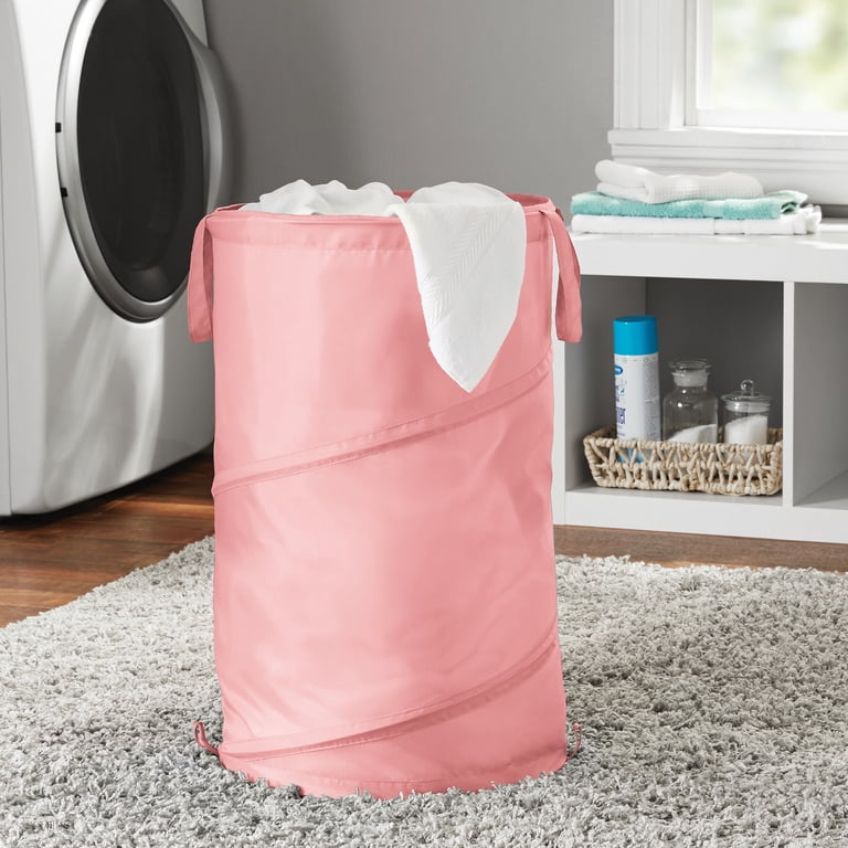 Mainstays Pop-Up Spiral Laundry Hamper, Pink photo 5