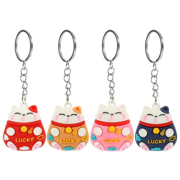 4 llaveros de gato de aleación con colgante para bolso (colores variados)