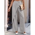 thumbnail image 6 of Women'S Elegant Wrap Front High Waisted Wide Leg Pants Suit Pants Trousers Gray S, 6 of 8