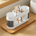 thumbnail image 5 of Toothbrush Holder Organizer, Sink Countertop Bathroom Storage Tray with Cup Holders and Drainage Holes, Multifunctional Toothbrush and Mouthwash Cup Organizer for Counter, Kitchen Sink, 5 of 6
