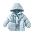 thumbnail image 3 of Lmnyox Puffer Jackets for Girls Solid Color Long Sleeve Windproof Hooded Coats Winter Warm Outwears with Pockets, 3 of 9