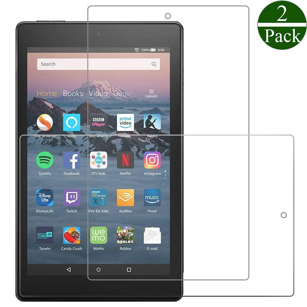 w/ Alexa 8th Gen, 2018 For Amazon Fire HD 8 Tempered Glass Screen Protector 