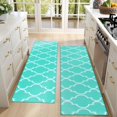 thumbnail image 4 of Kitchen Rugs Sets Of 2,Turquoise Geometric Quatrefoil Pattern Anti Fatigue Kitchen Mat Rugs Non Slip Washable,Decorative Kitchen Floor Mats for Kitchen,Sink,Laundry,17"X47", 4 of 5