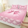 thumbnail image 3 of Castle Fairy Cartoon Ribbon Bow Twin Sheet Sets 3pcs for Kids Children Teens,Bling Pink Glitter Twin Fitted Sheet Microfiber,Geometric Plaid Breathable Flat Sheet,Ultra Soft Home Decor, 3 of 7