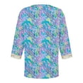 thumbnail image 5 of Womens Blouses Long Sleeve Fashion Women's Summer V-Neck 3/4 Sleeve Lace Print Casual T-Shirt Blouse, 5 of 5