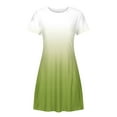 thumbnail image 4 of Uaswgudfs 2025 Women's Casual Short Sleeve A-Line Pocket Dress - Summer Round Neck & Flared Skirt for Effortless Daily Wear Army Green L, 4 of 5