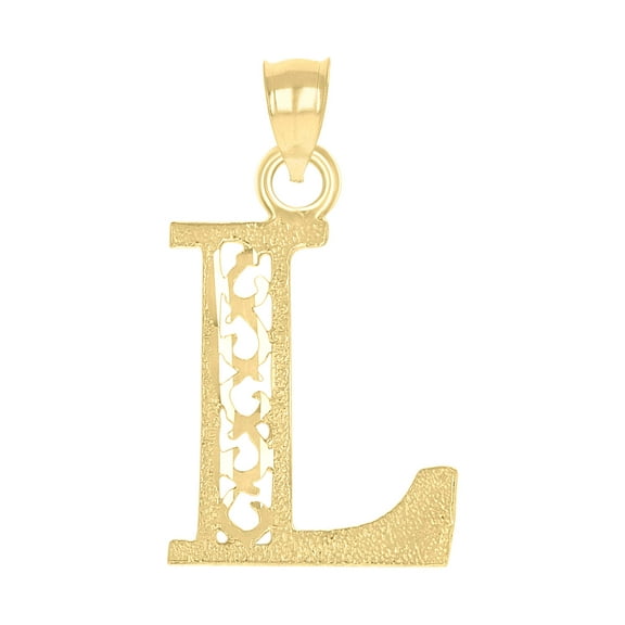 10kt Real Yellow Gold Unisex Initial Letter L Charm Pendant
