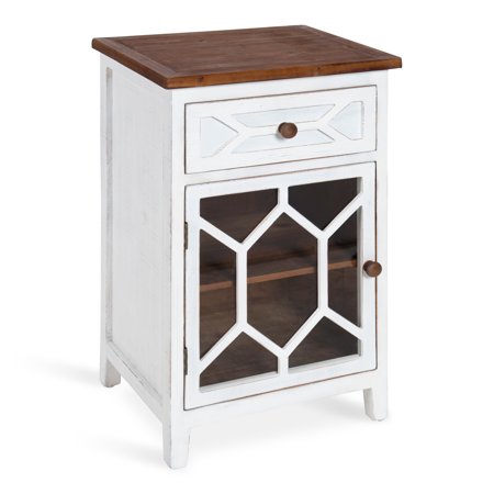 Kate And Laurel Pearlind Shabby Chic Wood Side Table With Drawer