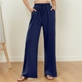 thumbnail image 4 of Casual Pants for Women 2025 Elastic High Waist Drawstring Wide Leg Floor Length Palazzo Pants with Pockets Trousers, 4 of 6