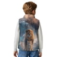 thumbnail image 5 of Xoenoiee Galaxy Lion Cat Print Jacket for Teen Boys Sleeveless Fleece Vest Full Zipper Stand Collar Jacket Warm Outwear Teen Winter Clothes, Size 9-10 Years, 5 of 7