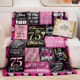 thumbnail image 4 of 75th Birthday Gifts for Women 75th Birthday Decorations for Women Gifts for 75th Birthday Happy 75th Birthday Gifts Best 75th Birthday Gift Ideas for Wife Mom Sister Throw Blanket 60x50 Inch(Pink), 4 of 6