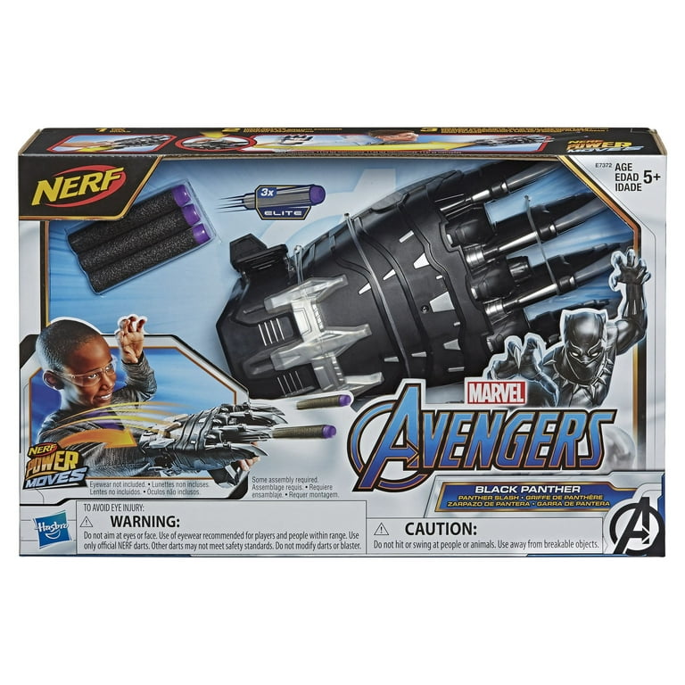 Nerf Power Moves Marvel Avengers Black Panther Power Slash Kids Toy Blaster  with 3 Darts 