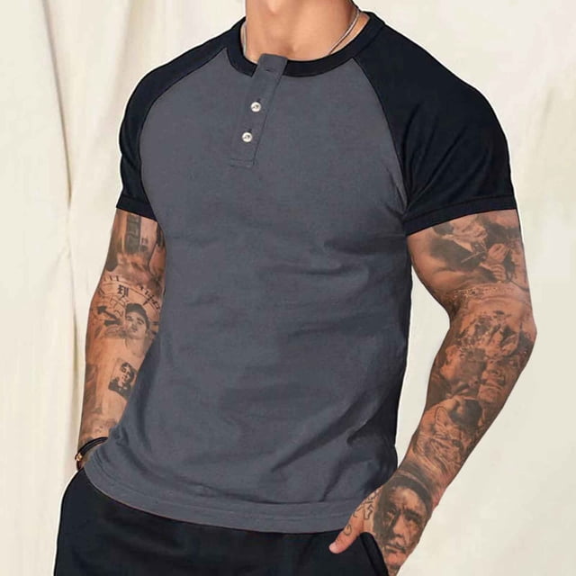 SBYOJLPB T-Shirt Décontracté pour Hommes à Manches Courtes et Col Rond, Couleur Unie, Manches Raglan, Couche de Base, Haut/chemise à Manches Courtes et Col Rond