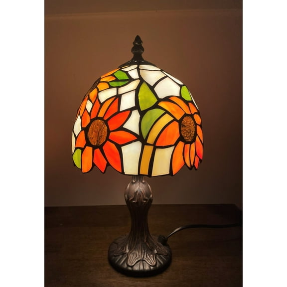 Jarri Lights Crystal Bead Antique Stained Glass Lamp
