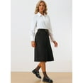 thumbnail image 3 of DARING DIVA Women's A-Line Belted Fall Midi Corduroy Skirt M Black, 3 of 6