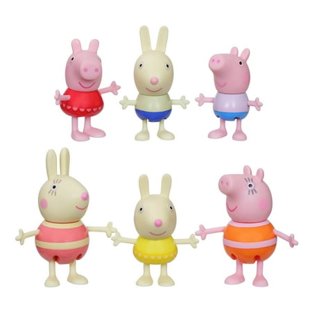 Peppa Pig Peppa's Adventures Peppa's Swim Time Figure 6-Pack Toy, 6 Figures And Princess Style Collection Play Phone And Stylish Clutch Set