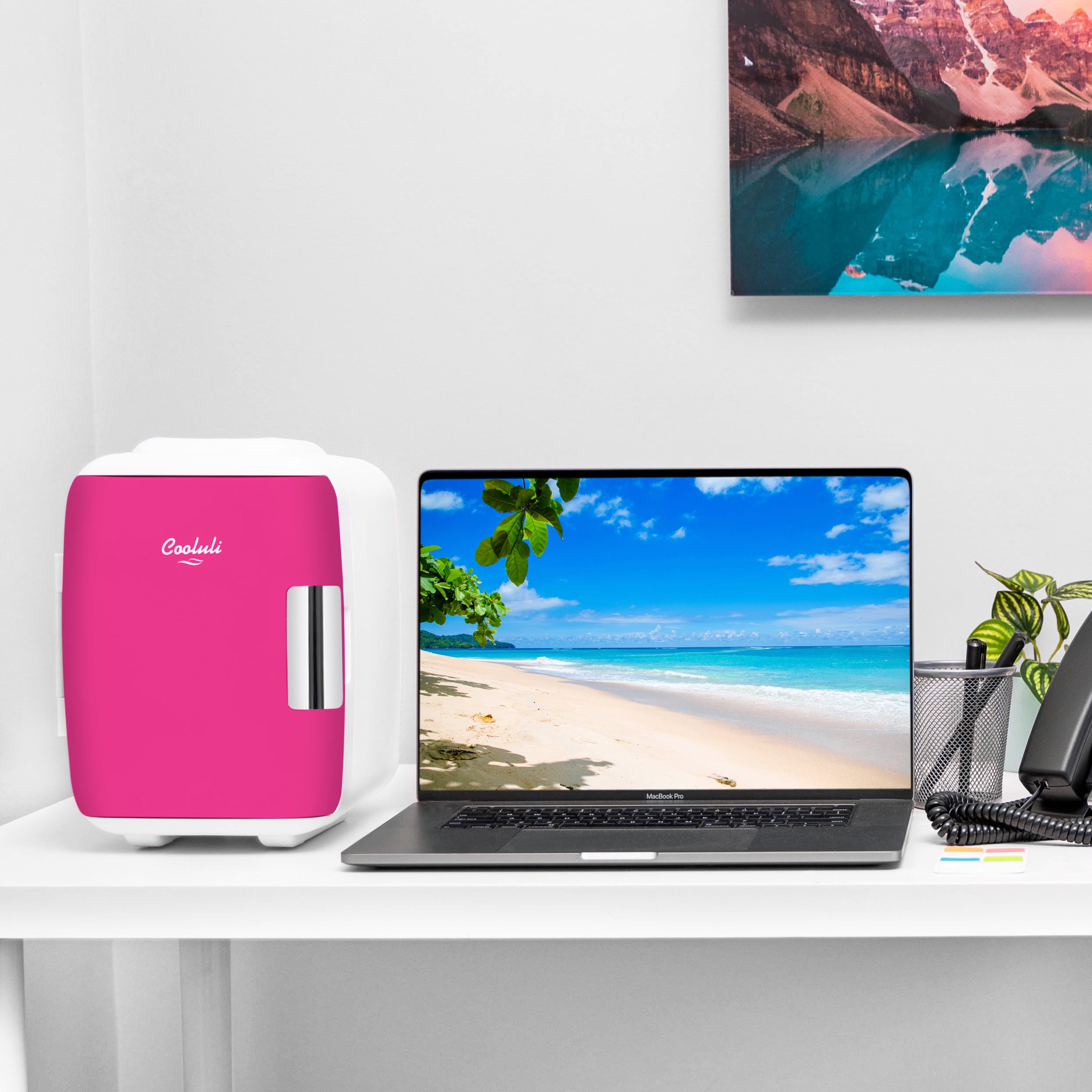 Cooluli Electric 4-Liter Portable Cooler/Warmer Mini Fridge Fuchsia
